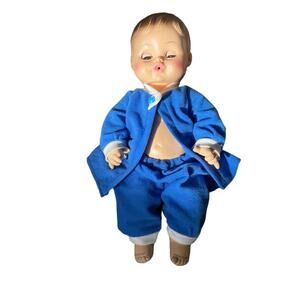 Horsman Doll Sleep Blue Eyes Drink Wet Vintage Baby Vinyl 12" Molded Hair READ